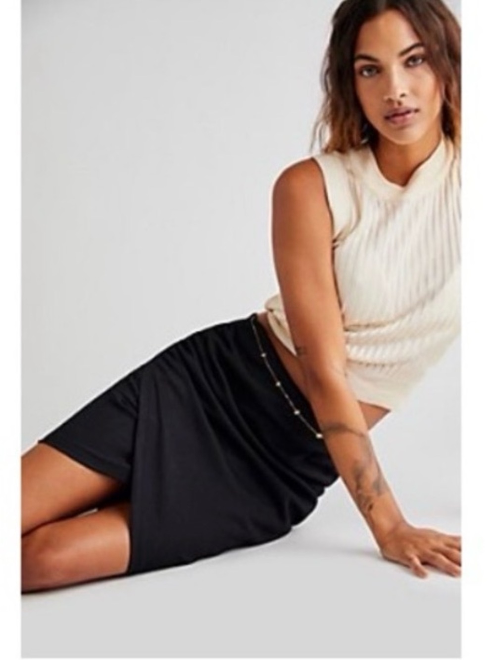 Free People Angie Wrap Skirt size Medium in BLACK, NWT!